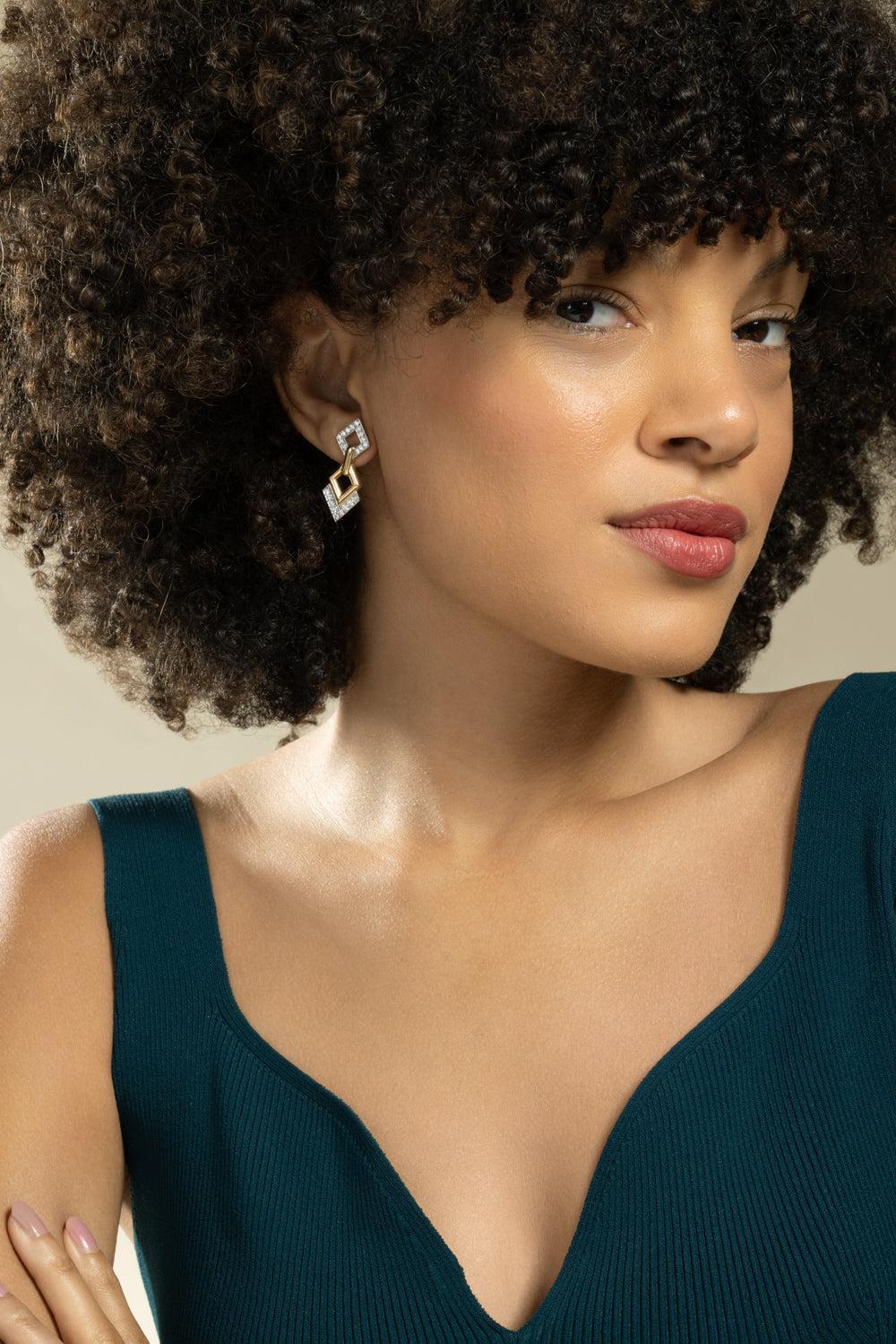 Diamond Double Drop Earrings-YELLOW GOLD-JEWELRYFINE JEWELEARRING-DAVID WEBB