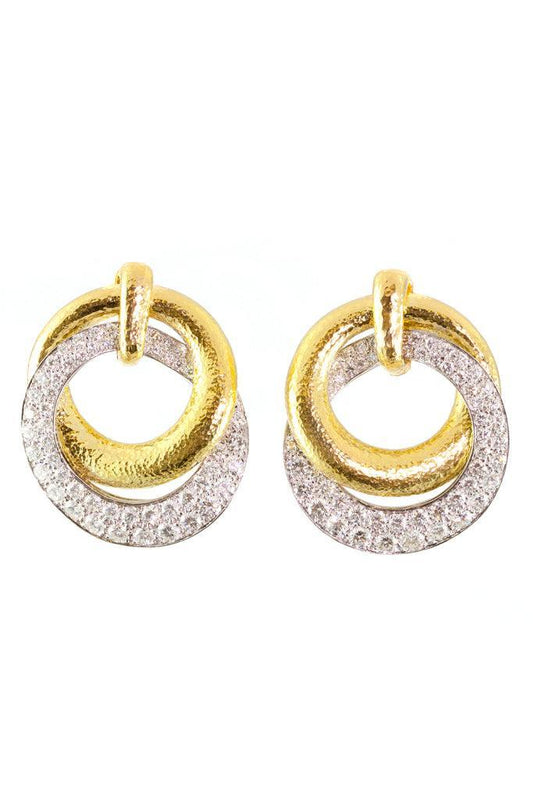 Diamond Double Hoop Earrings-YELLOW GOLD-JEWELRYFINE JEWELEARRING-DAVID WEBB