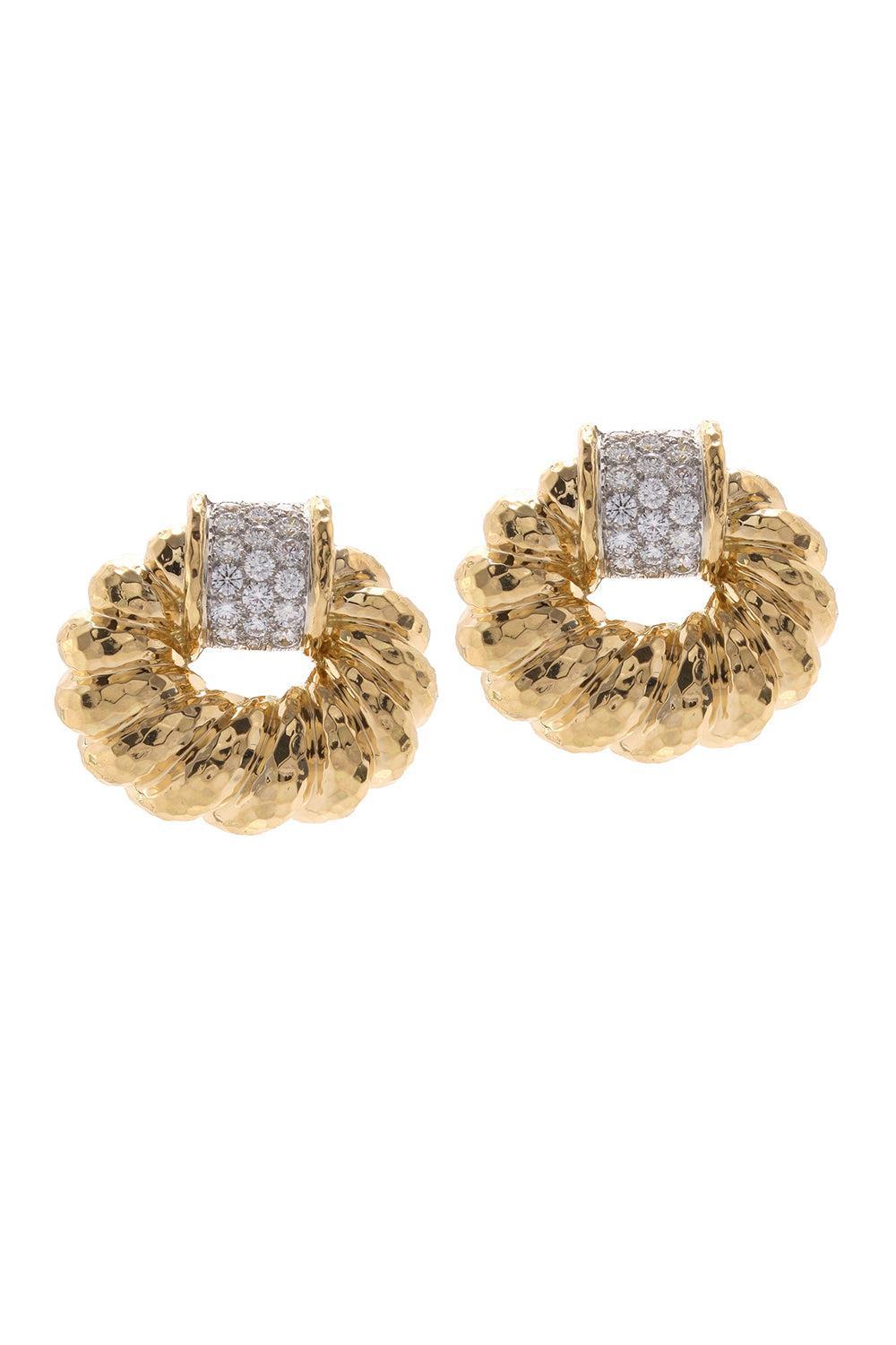 Diamond Oval Rope Earrings-YELLOW GOLD-JEWELRYFINE JEWELEARRING-DAVID WEBB