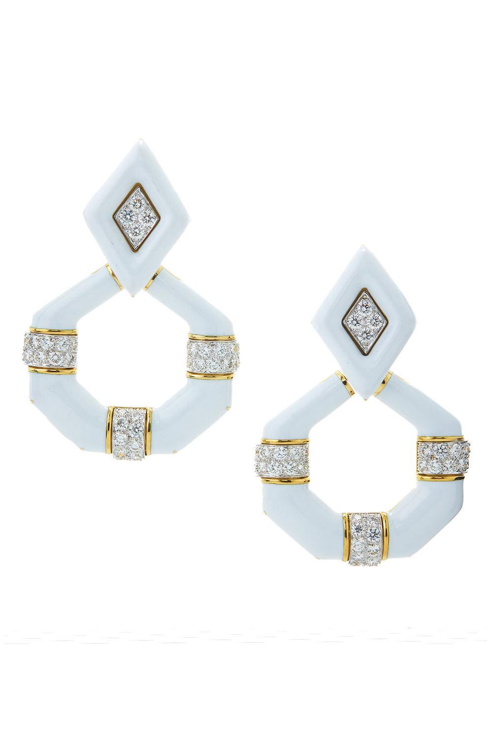 Diamond Irving Place Enamel Earrings-YELLOW GOLD-JEWELRYFINE JEWELEARRING-DAVID WEBB