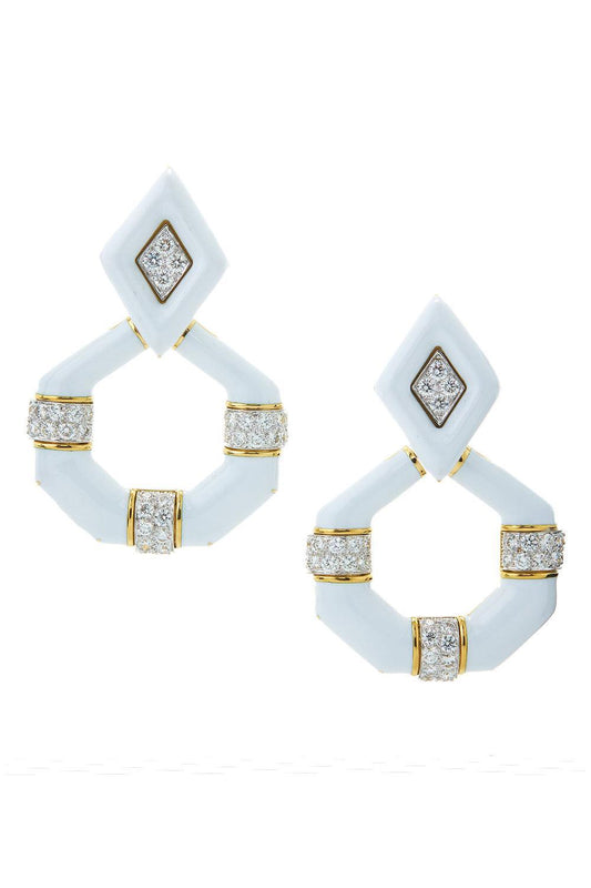 Diamond Irving Place Enamel Earrings-YELLOW GOLD-JEWELRYFINE JEWELEARRING-DAVID WEBB
