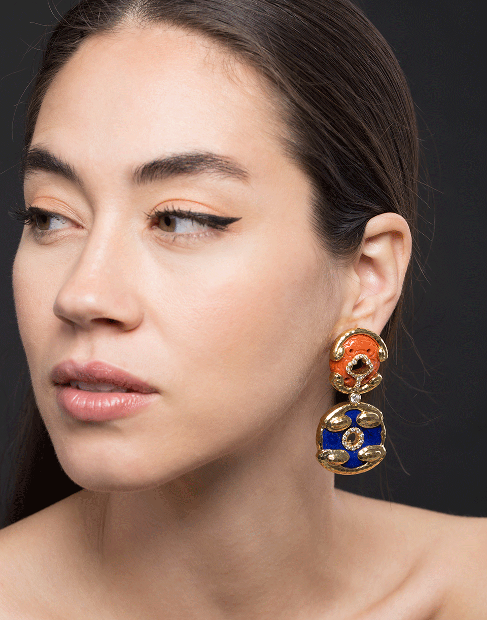  DAVID WEBB-Scroll Disk Earrings-YELLOW GOLD 