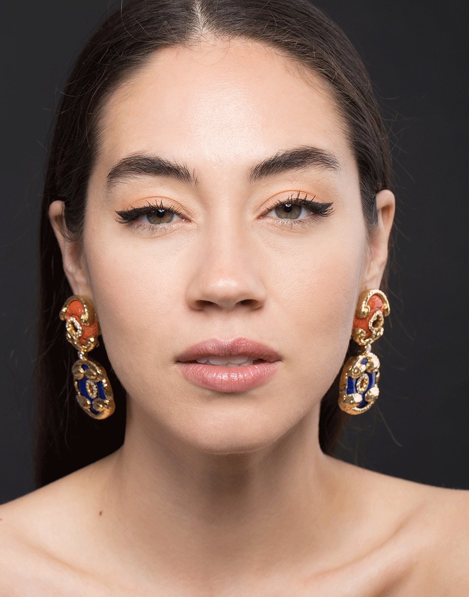  DAVID WEBB-Scroll Disk Earrings-YELLOW GOLD 