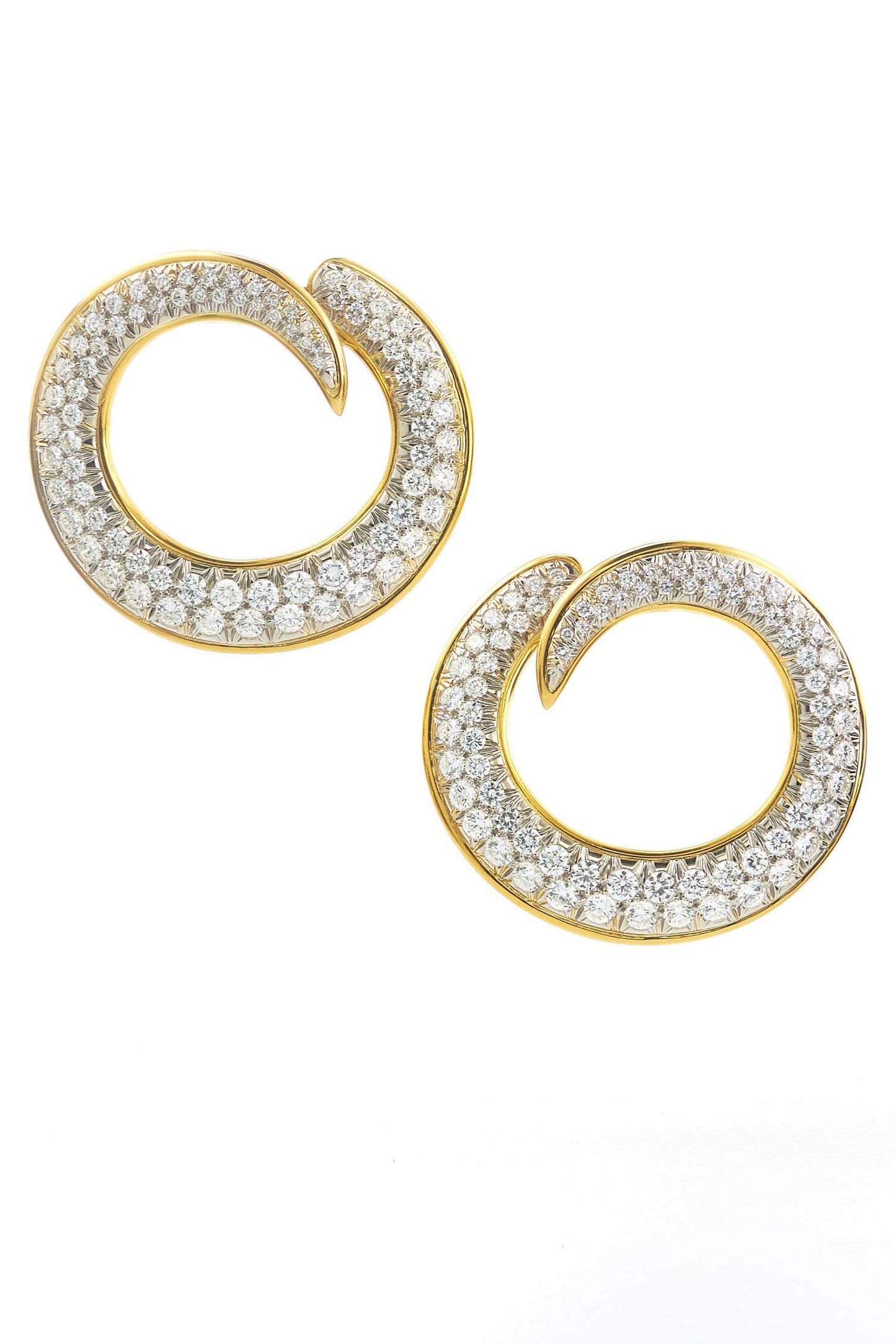 DAVID WEBB-Diamond Loop Earrings-YELLOW GOLD