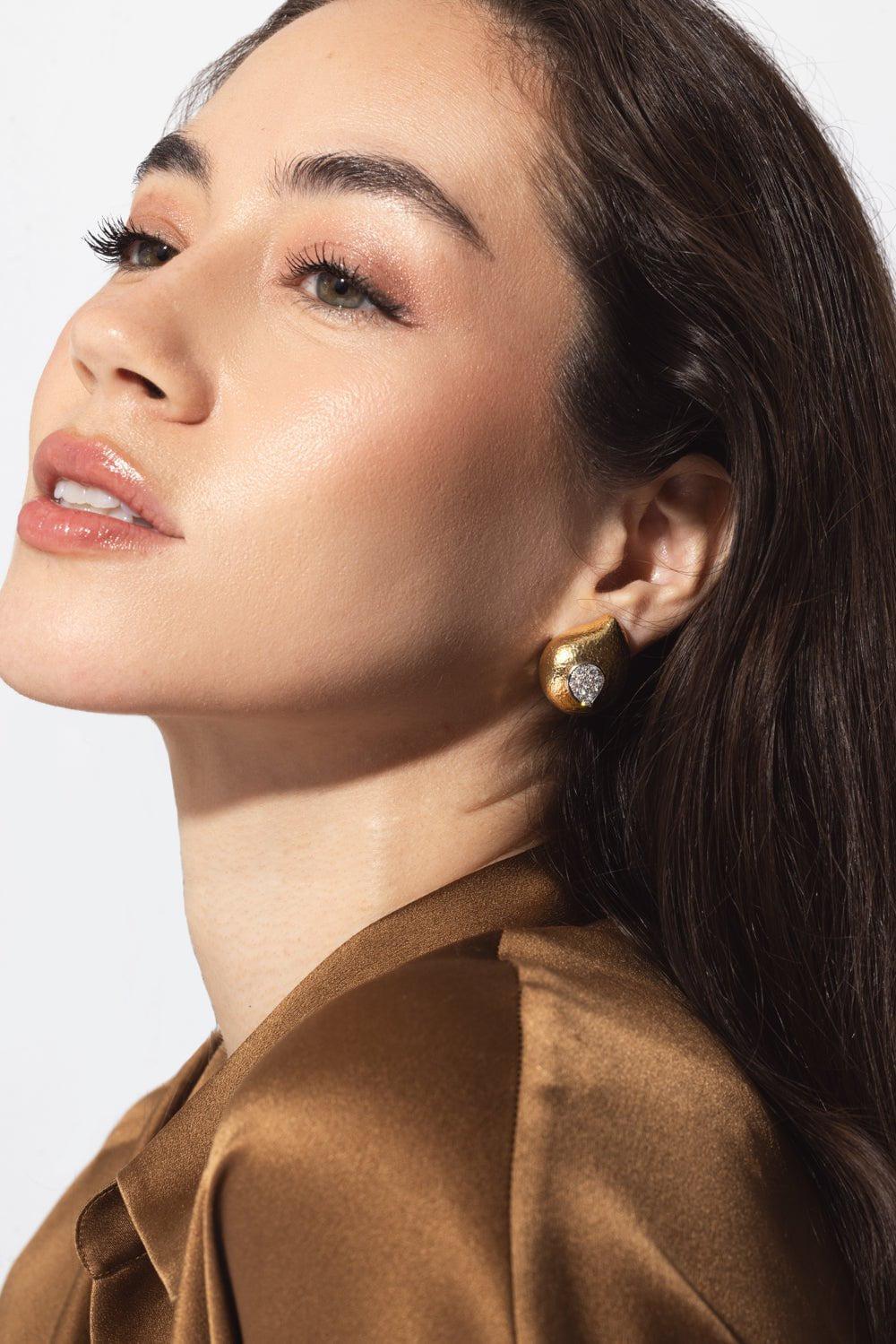 DAVID WEBB-Diamond Paisley Raindrop Earrings-YELLOW GOLD