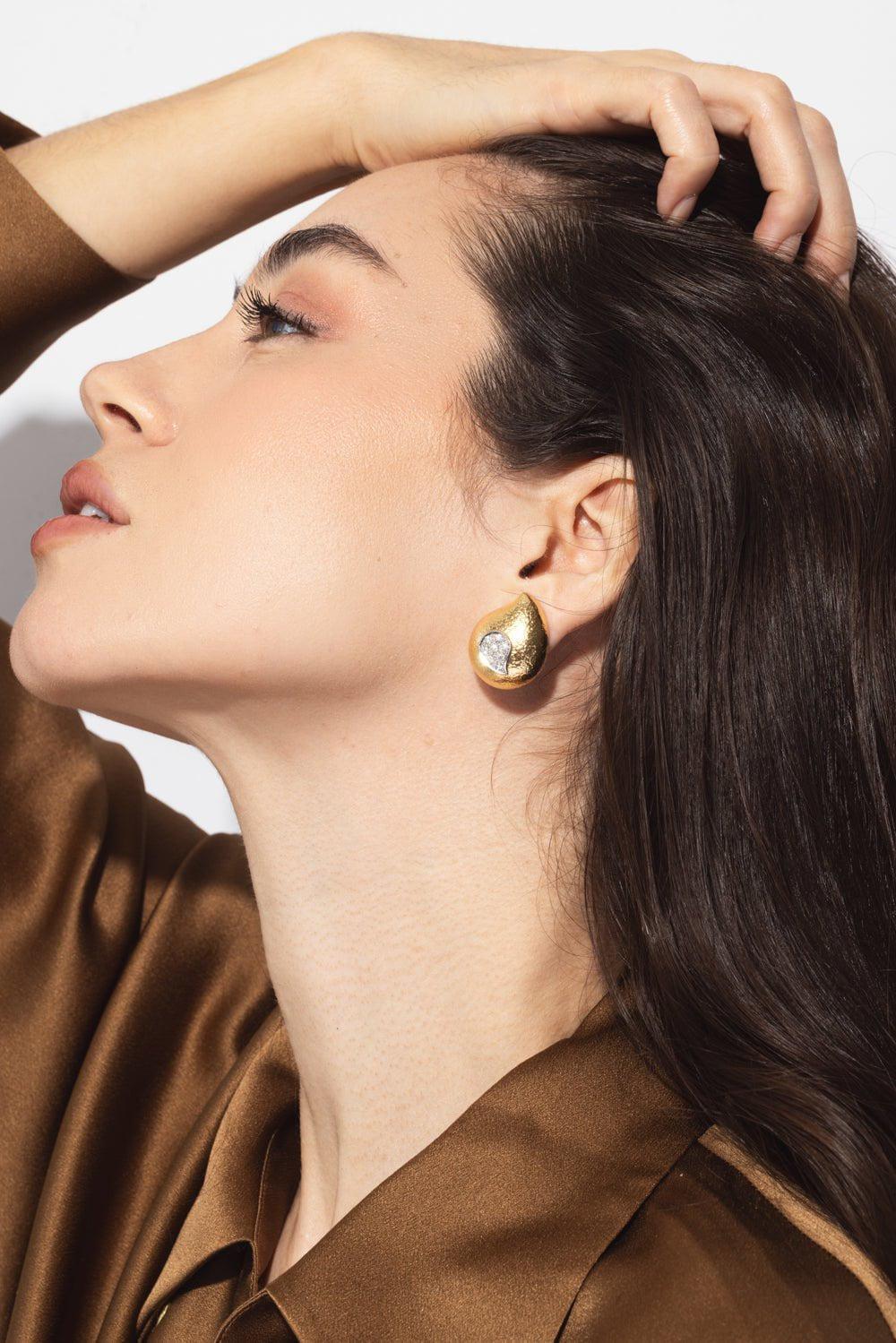 DAVID WEBB-Diamond Paisley Raindrop Earrings-YELLOW GOLD