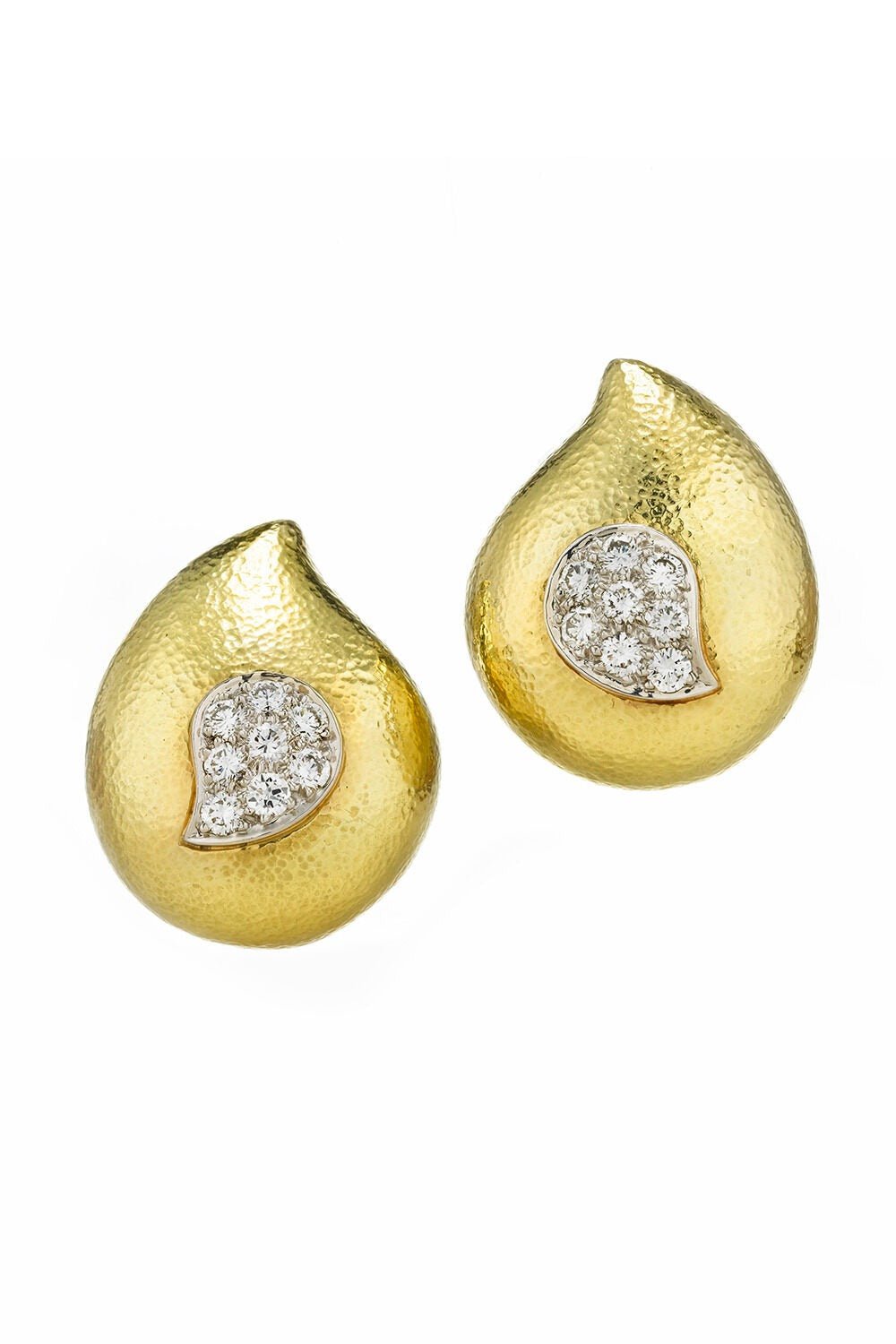 DAVID WEBB-Diamond Paisley Raindrop Earrings-YELLOW GOLD
