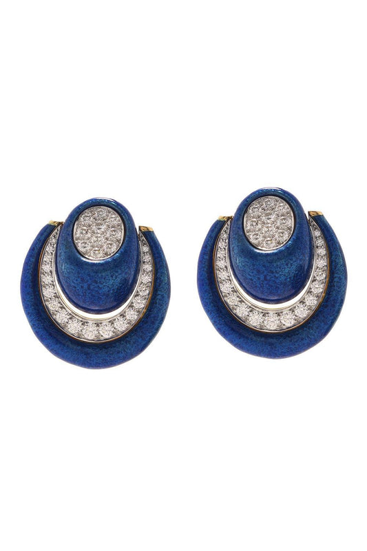 Diamond Royal Blue Studio Earrings-YELLOW GOLD-JEWELRYFINE JEWELEARRING-DAVID WEBB