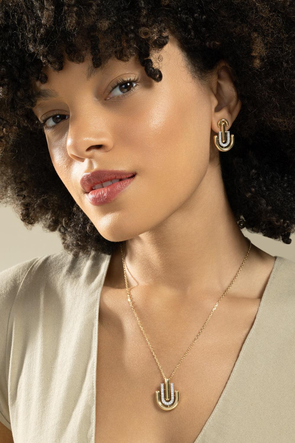 Diamond Unity Earrings-YELLOW GOLD-JEWELRYFINE JEWELEARRING-DAVID WEBB