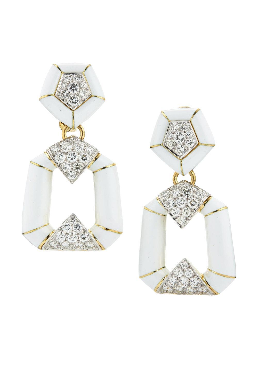 White Pentagon Bamboo Earrings-YELLOW GOLD-JEWELRYFINE JEWELEARRING-DAVID WEBB