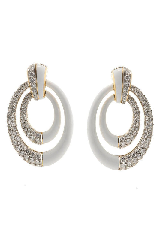 Diamond White Enamel Persephone Earrings-YELLOW GOLD-JEWELRYFINE JEWELEARRING-DAVID WEBB