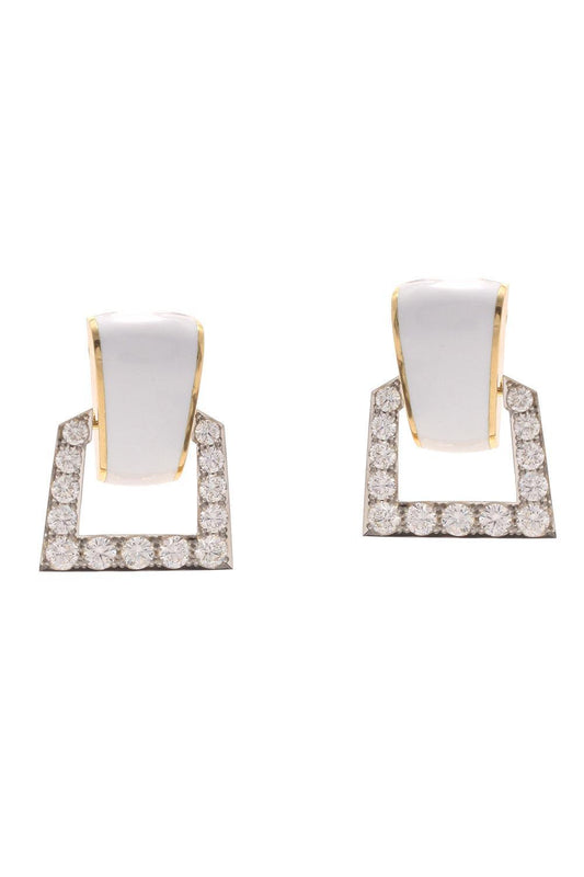 Diamond White Single Strap Earrings