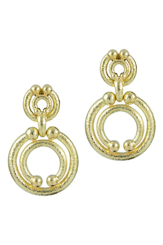 Dotted Hammered Doorknock Earrings-YELLOW GOLD-JEWELRYFINE JEWELEARRING-DAVID WEBB