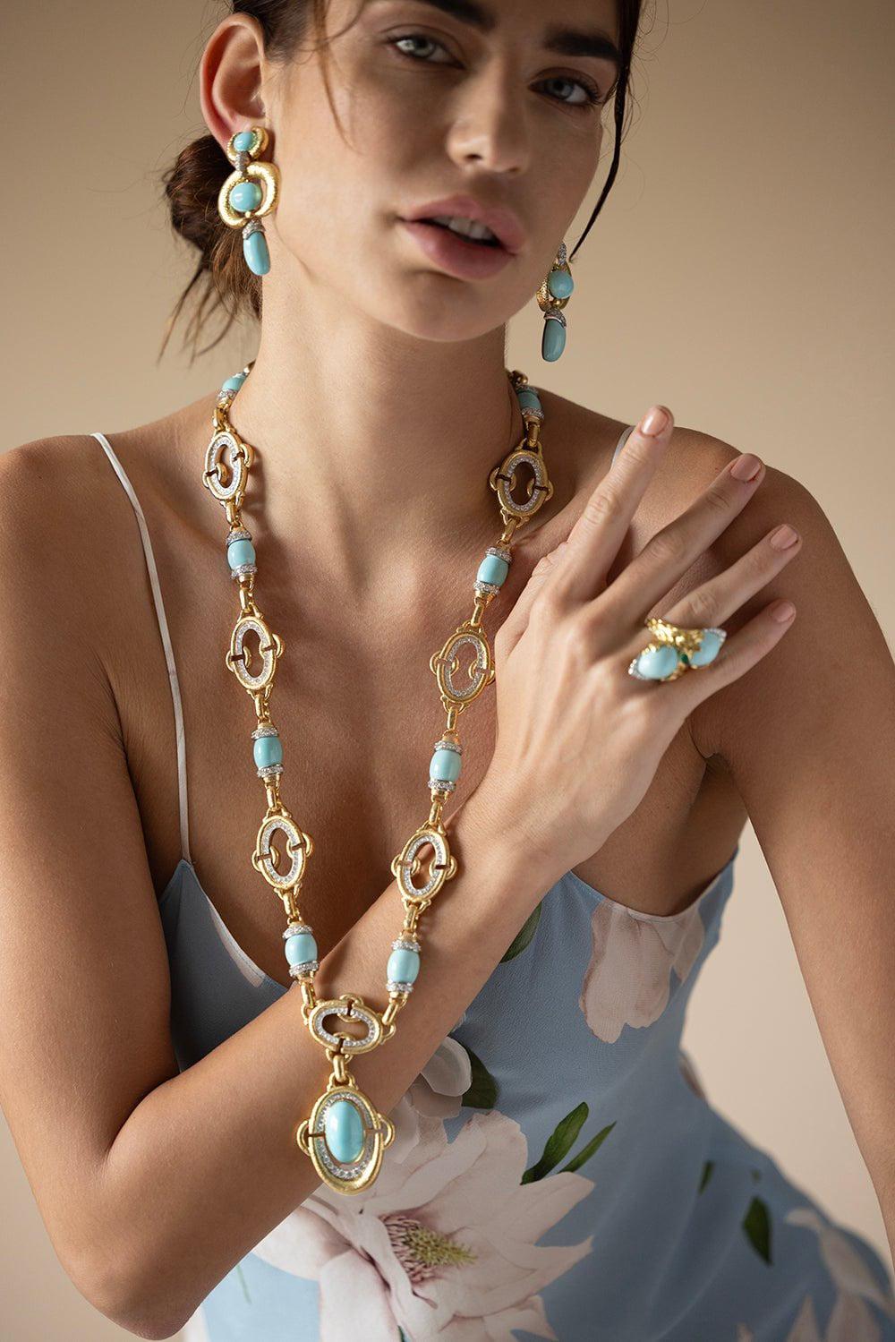 DAVID WEBB-Double Crescent Stone Drop Earrings-YELLOW GOLD