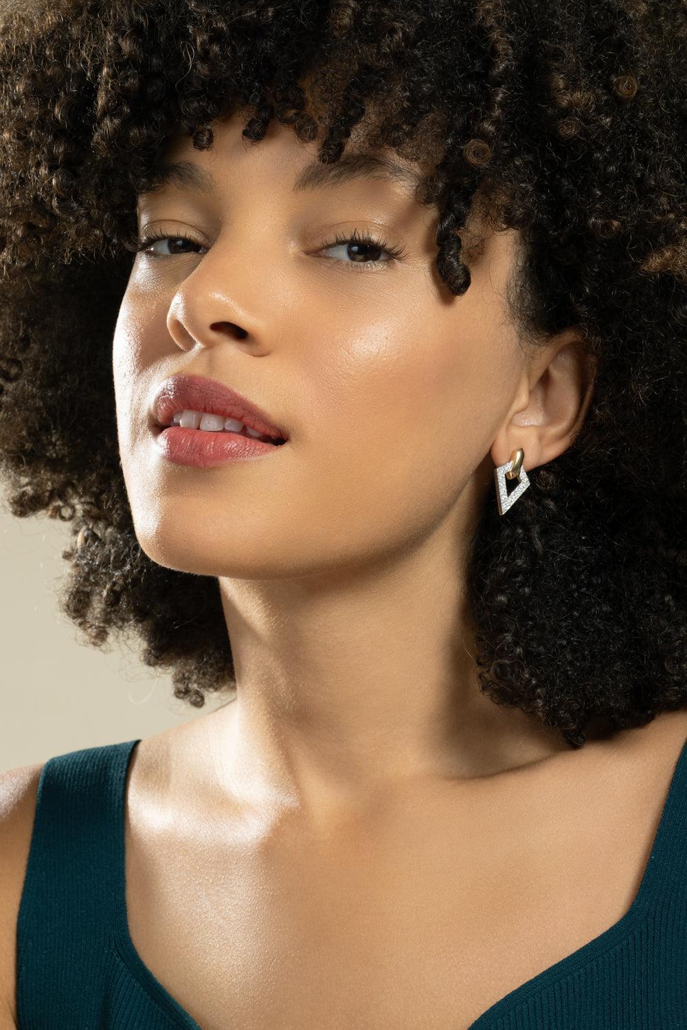 Double Diamond Earrings-YELLOW GOLD-JEWELRYFINE JEWELEARRING-DAVID WEBB