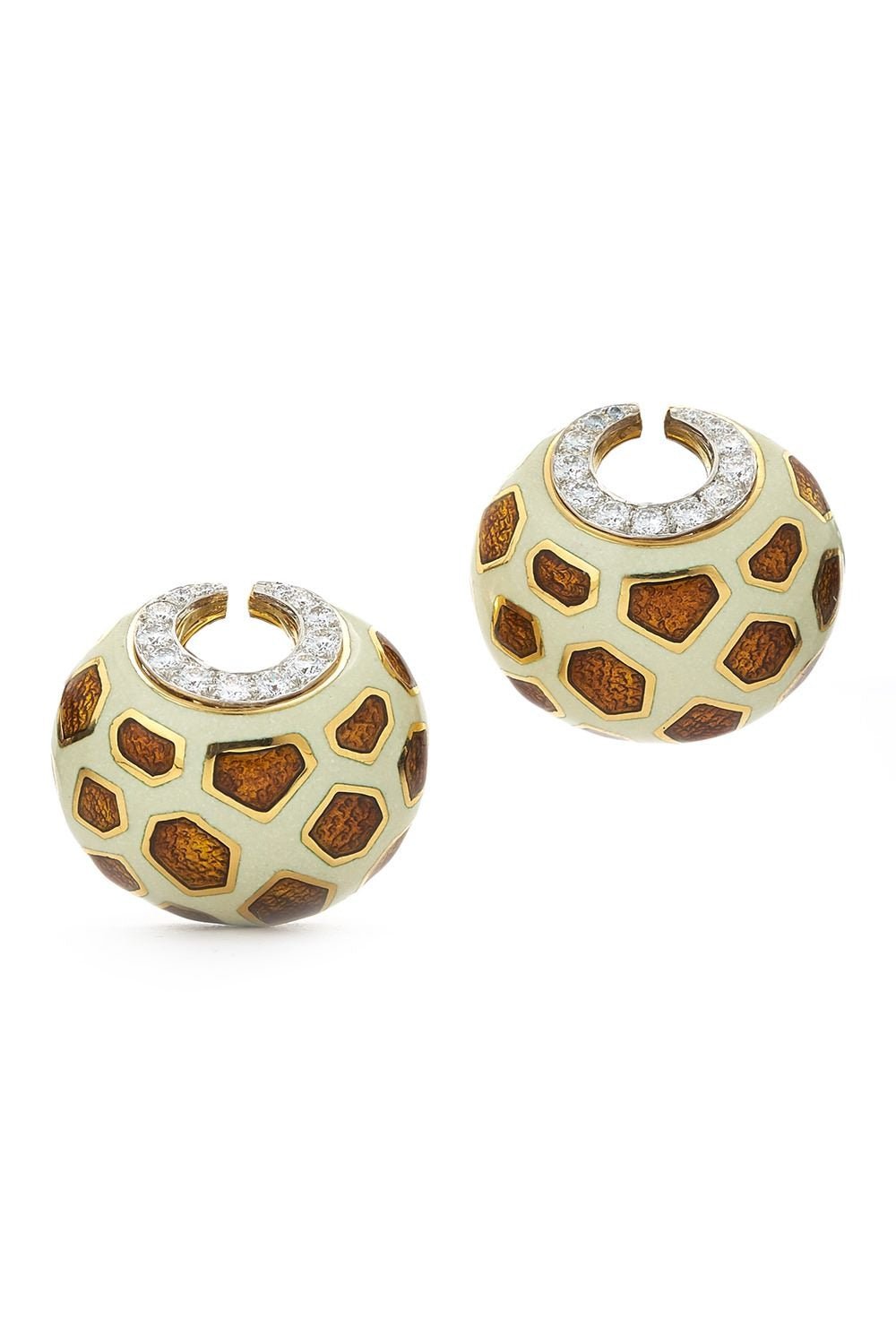 DAVID WEBB-Giraffe Spot Earrings-YELLOW GOLD