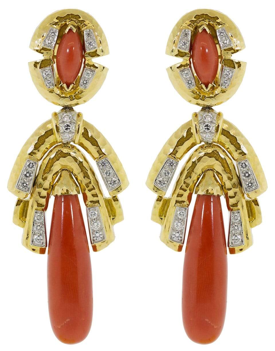 DAVID WEBB-Golden Drape Coral Earrings-YELLOW GOLD