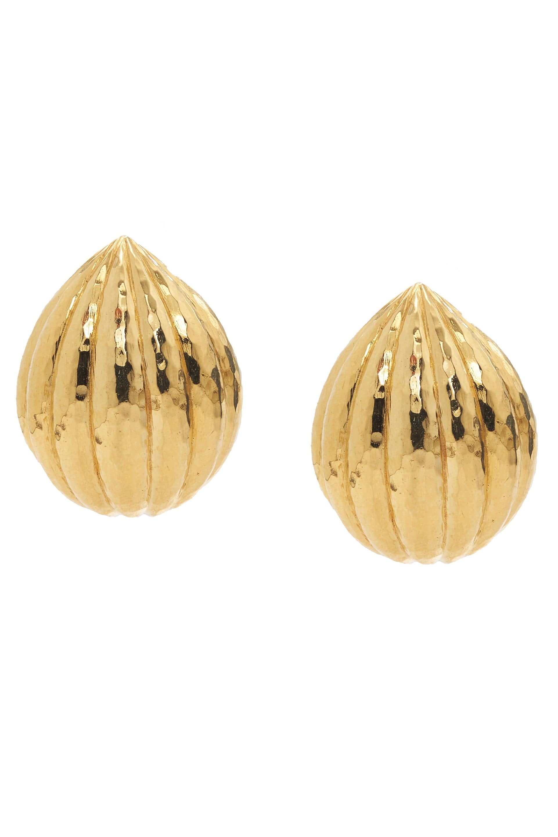 DAVID WEBB-Hammered Earrings-YELLOW GOLD