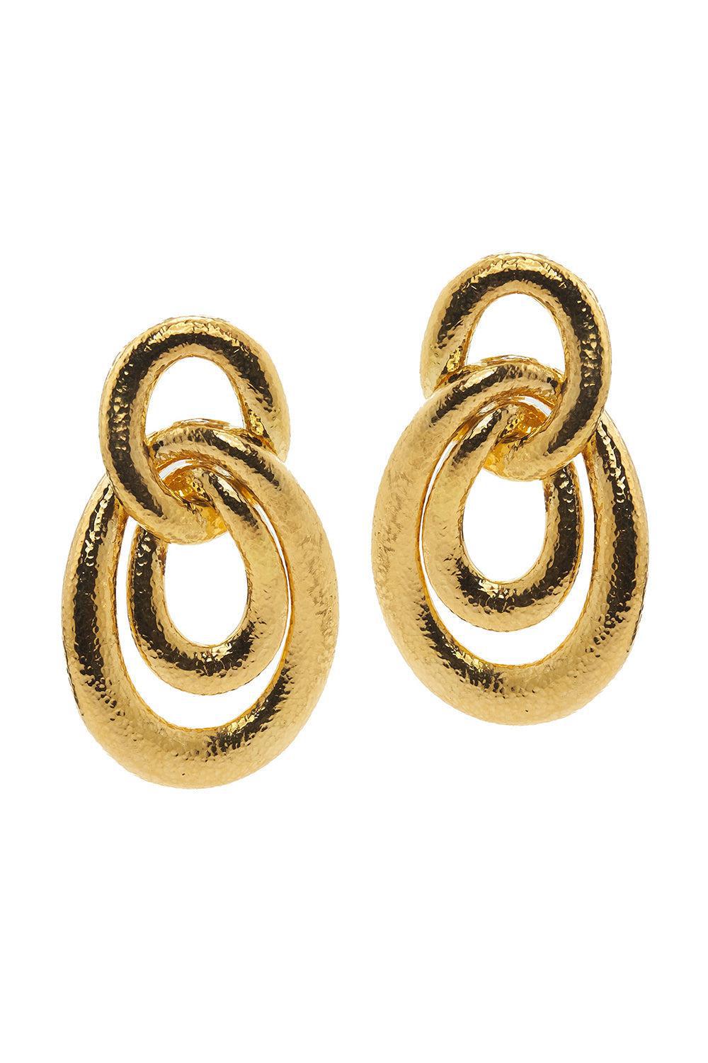 DAVID WEBB-Hammered Earrings-YELLOW GOLD