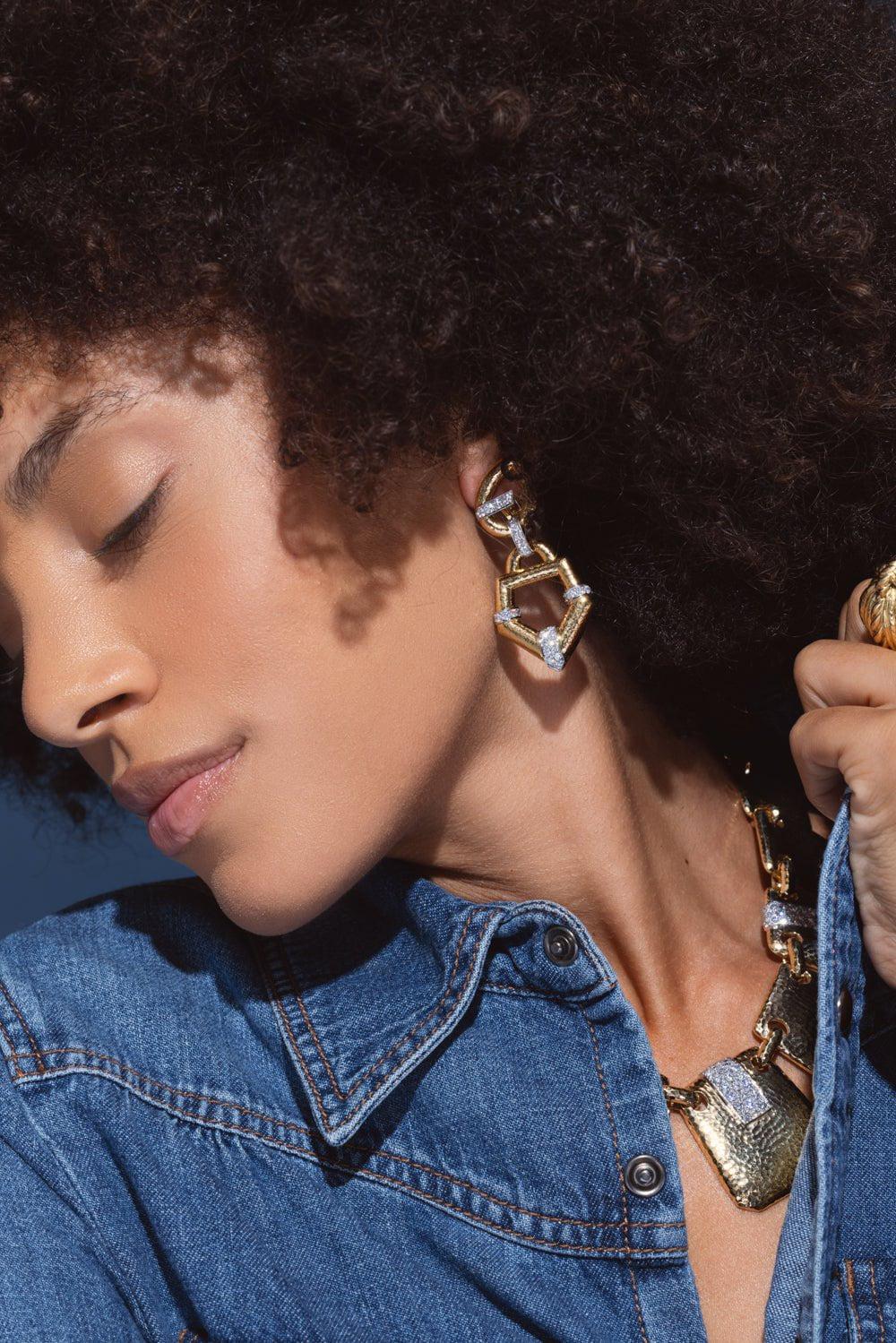 DAVID WEBB-Hammered Gold 57th Street Earrings-YELLOW GOLD