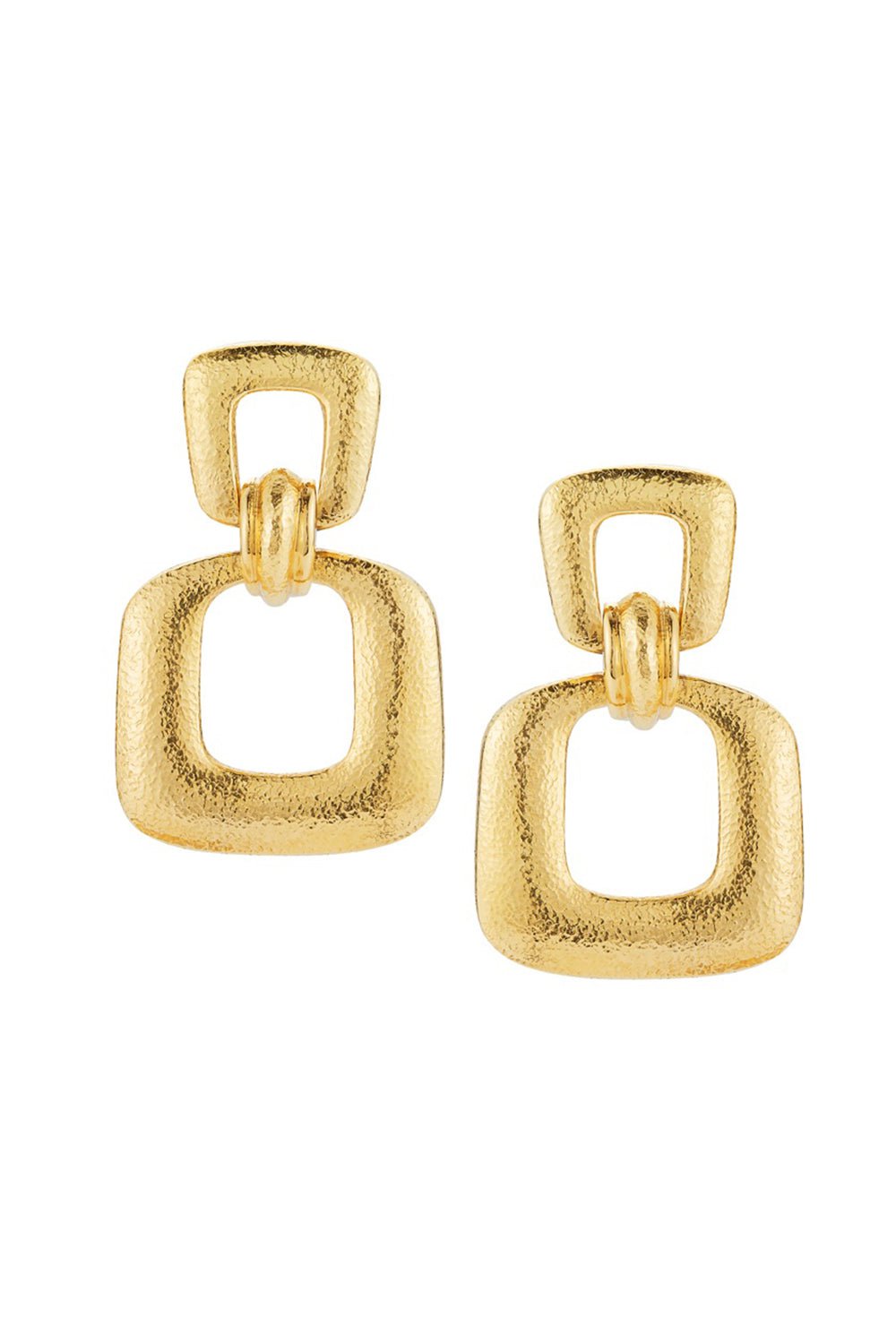 DAVID WEBB-Hammered Retro Hoop Earrings-YELLOW GOLD