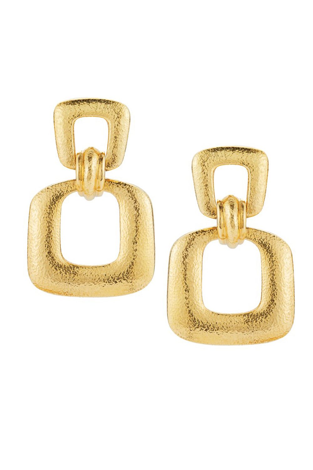 DAVID WEBB-Hammered Retro Hoop Earrings-YELLOW GOLD