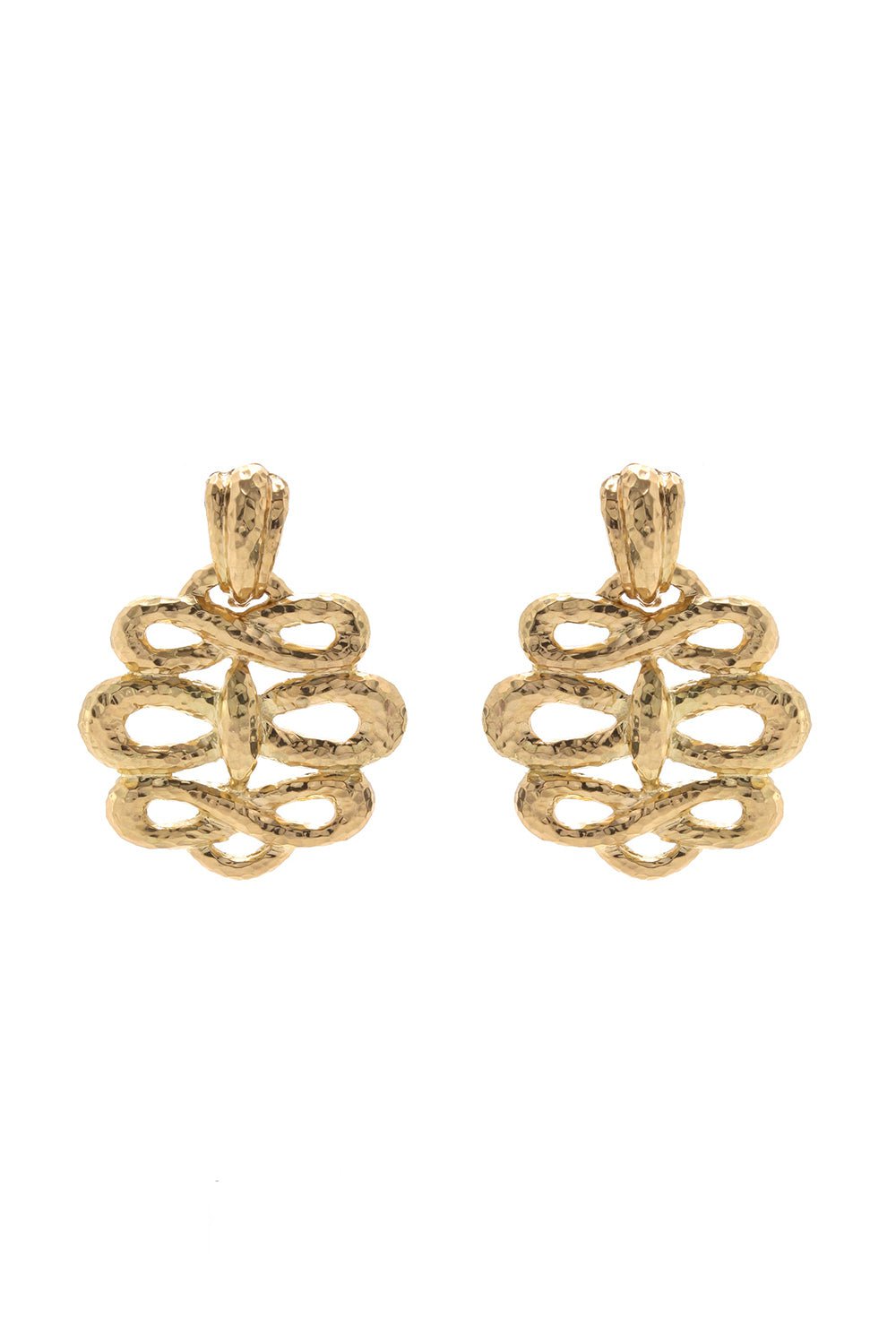 DAVID WEBB-Hammered Triple Infinity Earrings-YELLOW GOLD