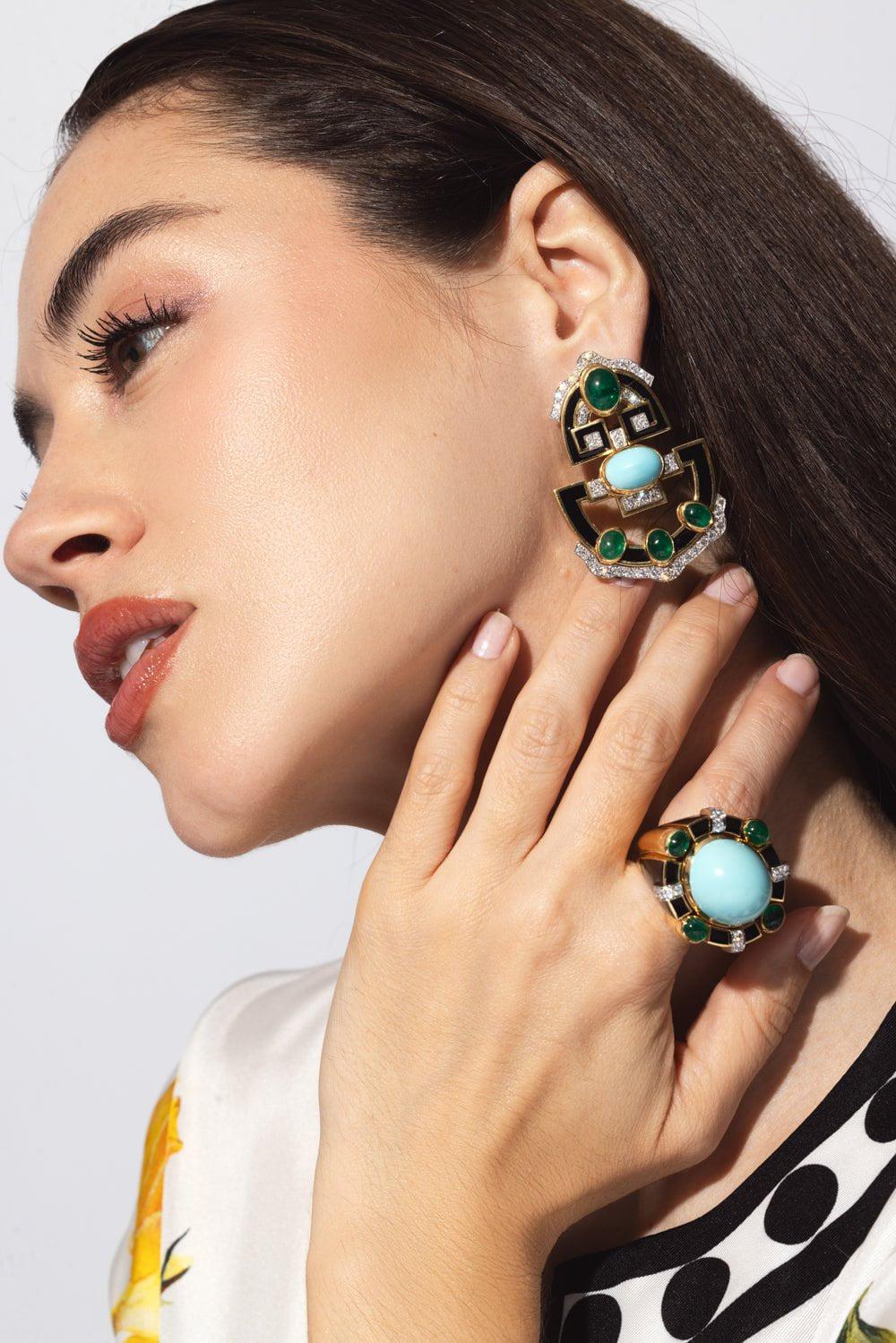 DAVID WEBB-Helena Scroll Drop Earrings-YELLOW GOLD