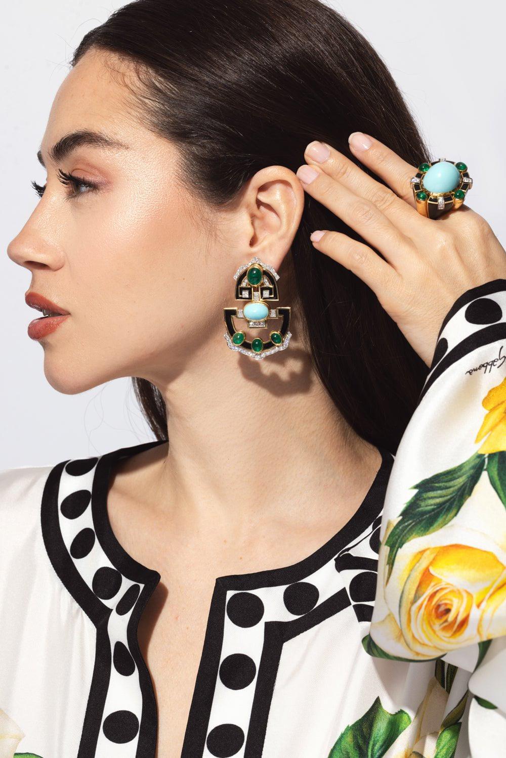 DAVID WEBB-Helena Scroll Drop Earrings-YELLOW GOLD