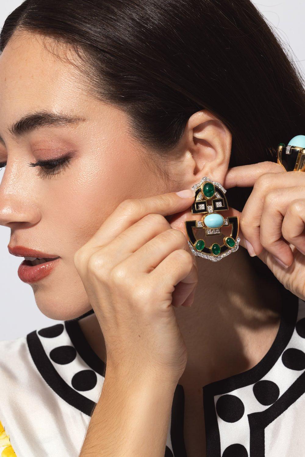 DAVID WEBB-Helena Scroll Drop Earrings-YELLOW GOLD