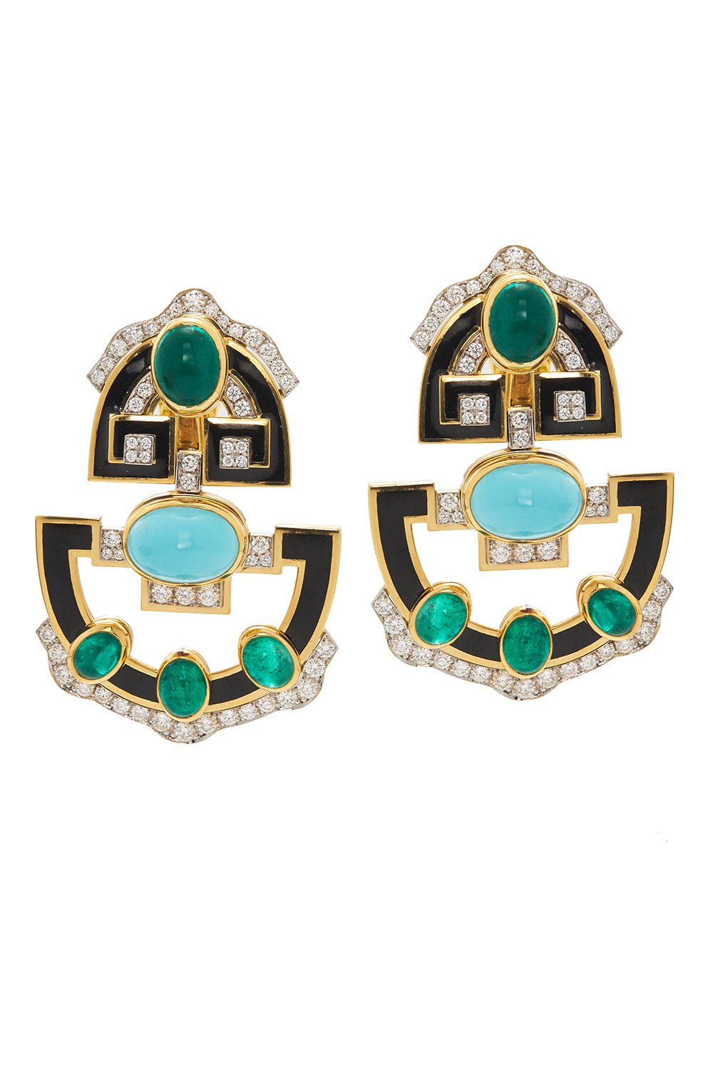 DAVID WEBB-Helena Scroll Drop Earrings-YELLOW GOLD