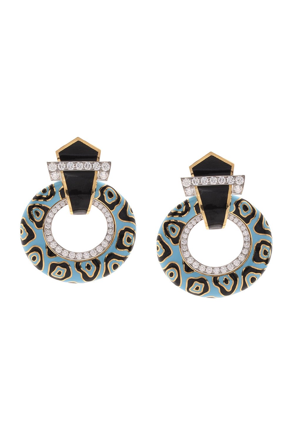 DAVID WEBB-Leopard Spot Strap Doorknocker Earrings-YELLOW GOLD