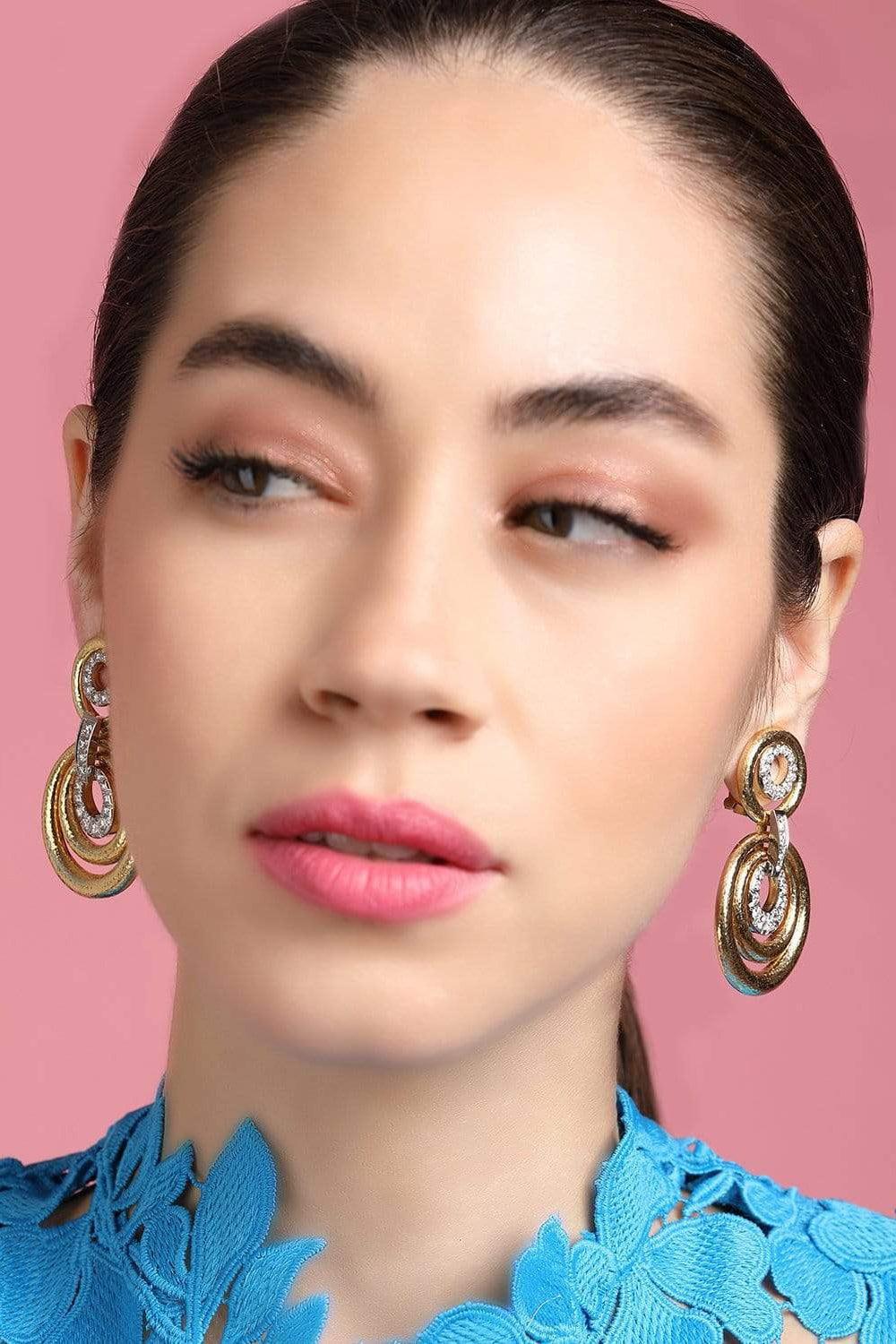 DAVID WEBB-Madison Triple Round Hoop Earrings-YELLOW GOLD