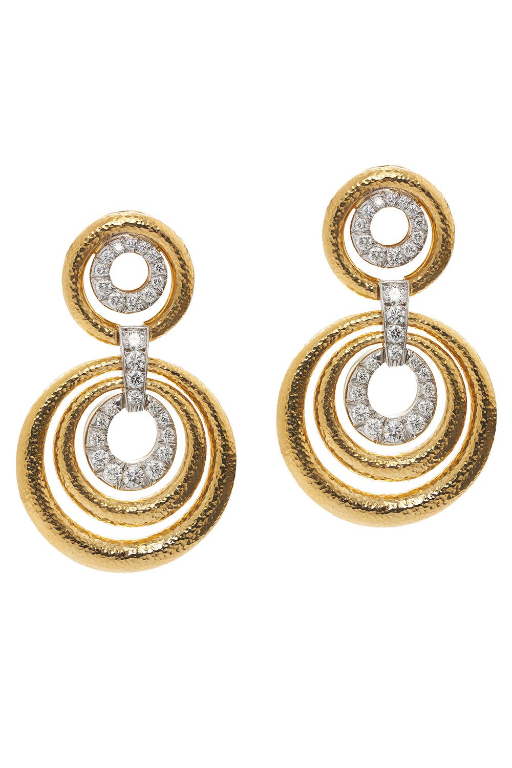 DAVID WEBB-Madison Triple Round Hoop Earrings-YELLOW GOLD