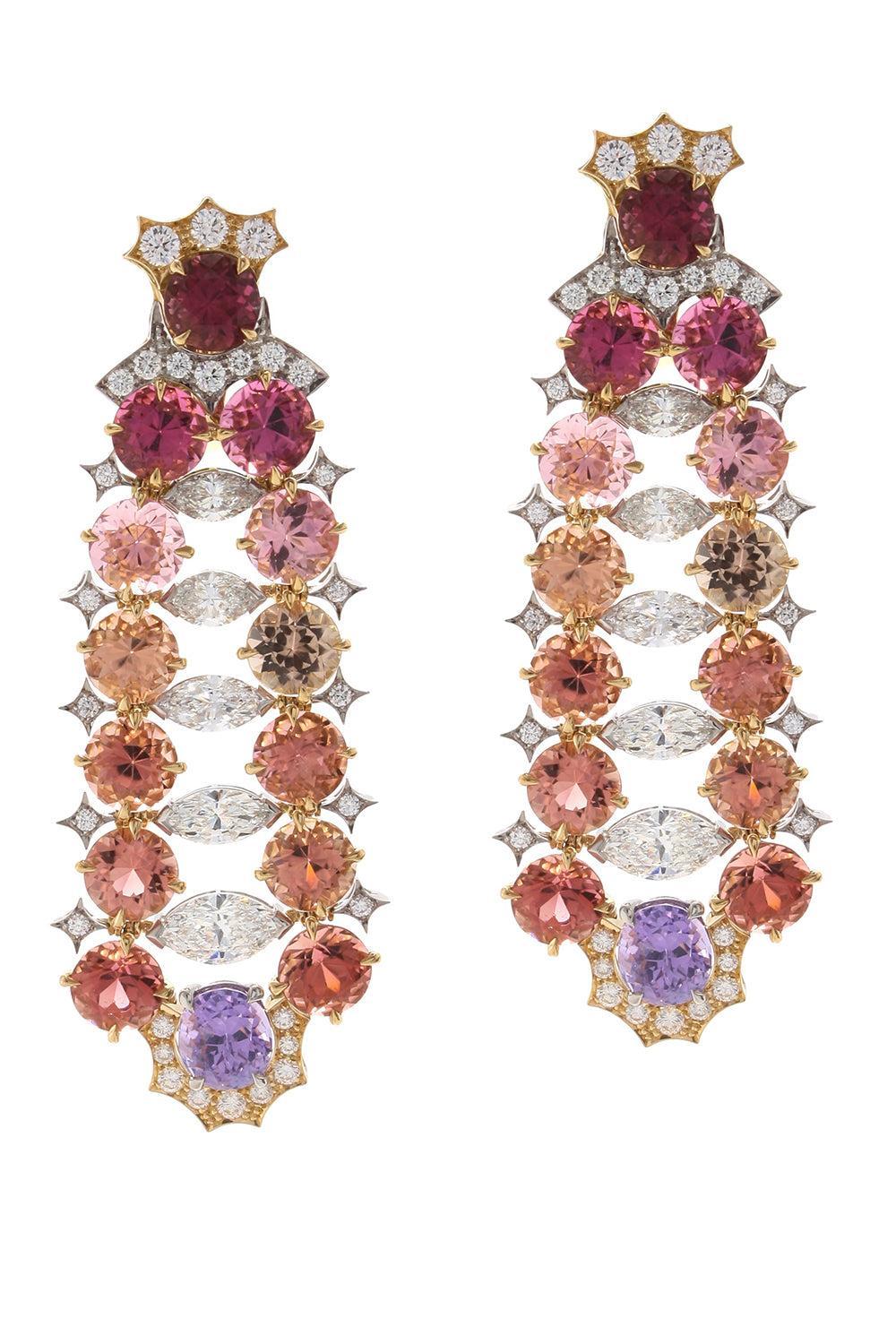 Multi Gem Serenade Earrings-YELLOW GOLD-JEWELRYFINE JEWELEARRING-DAVID WEBB