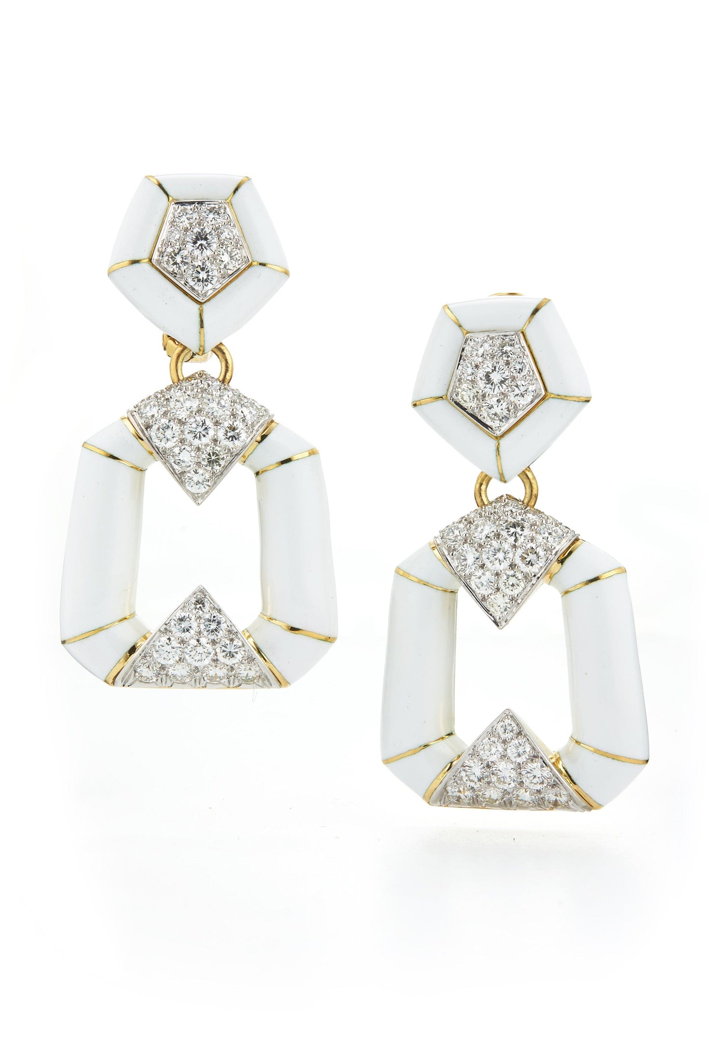 DAVID WEBB-Pentagon Bamboo Earrings-YELLOW GOLD