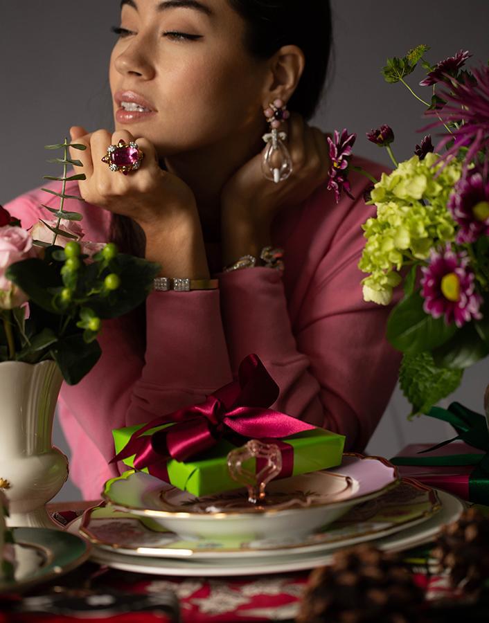 DAVID WEBB-Pink Opal and Rock Crystal Earrings-YELLOW GOLD