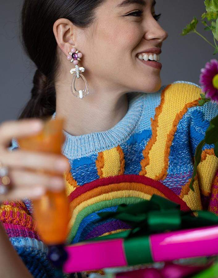 DAVID WEBB-Pink Opal and Rock Crystal Earrings-YELLOW GOLD