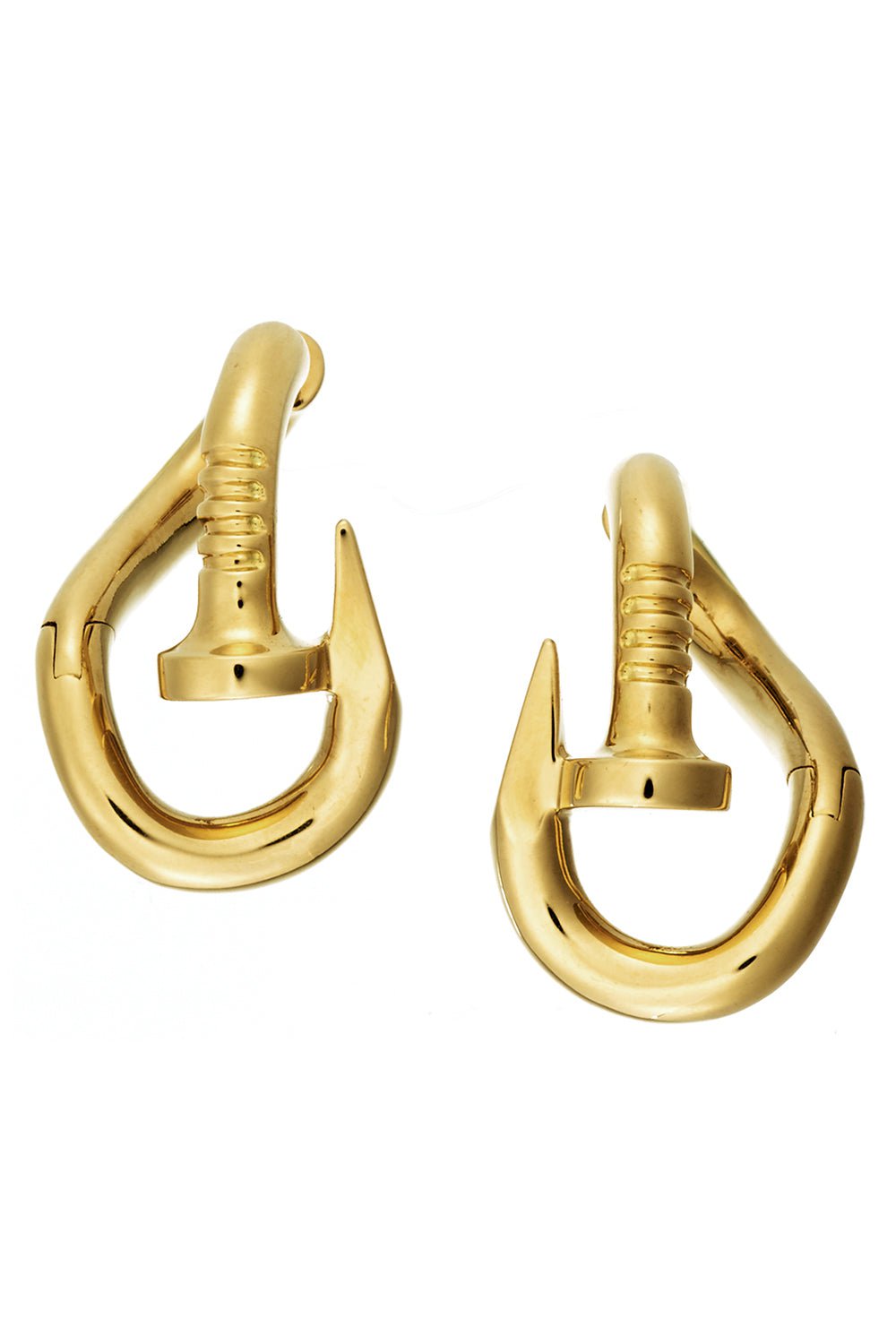 DAVID WEBB-Polished Bent Nail Earrings-YELLOW GOLD