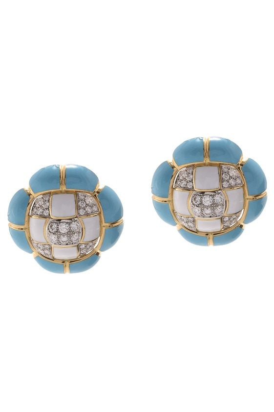 DAVID WEBB-Quilted Earrings-YELLOW GOLD