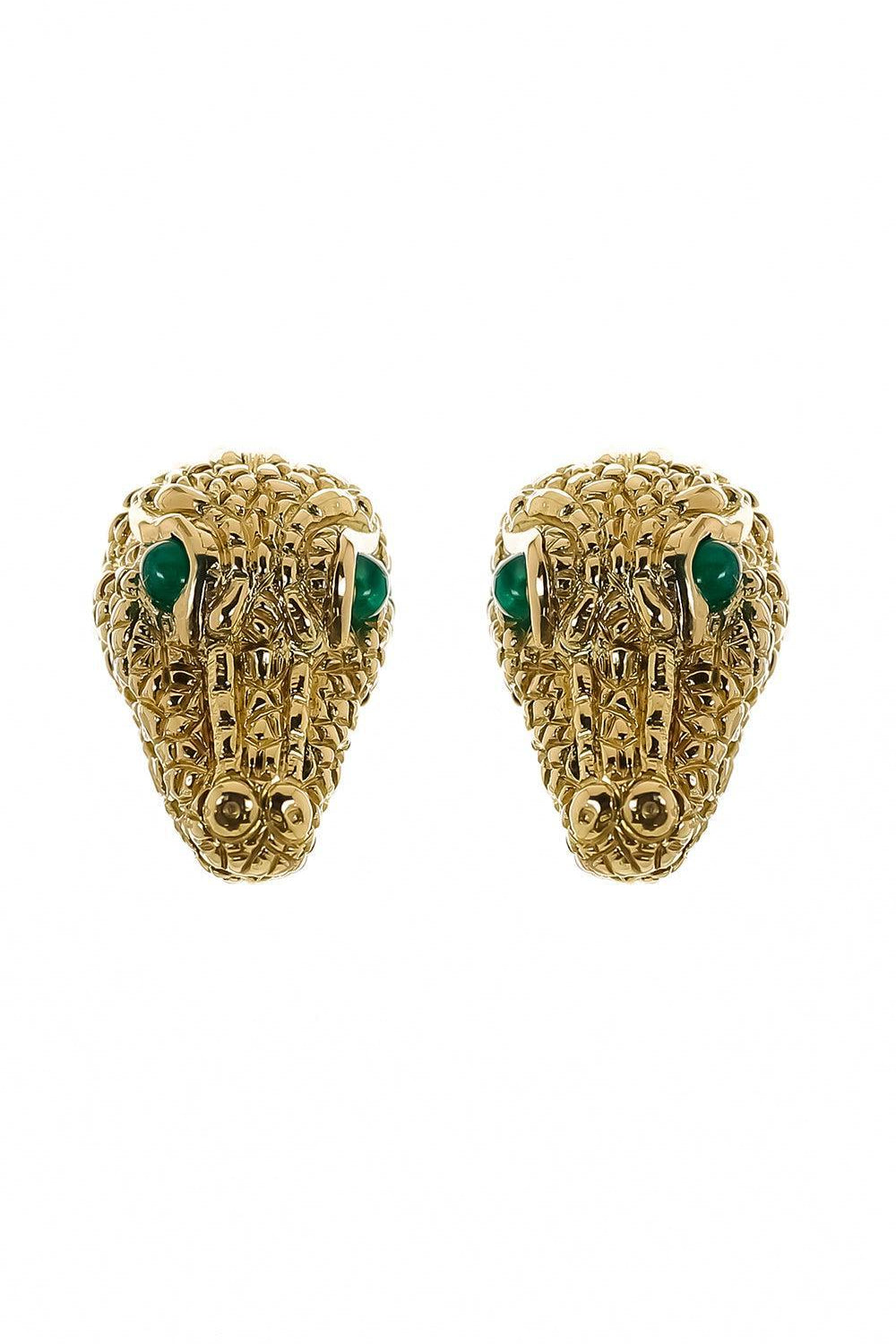 Repousse Alligator Earrings-YELLOW GOLD-JEWELRYFINE JEWELEARRING-DAVID WEBB