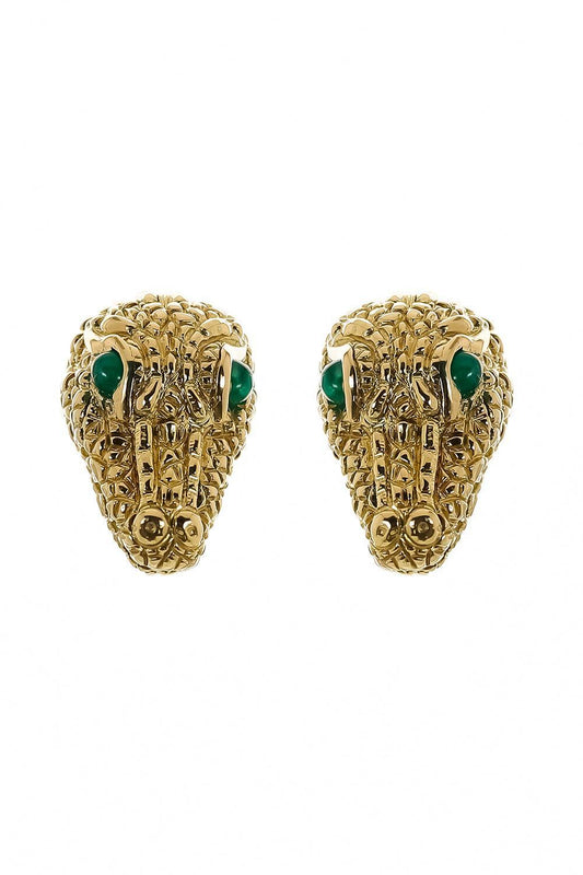 Repousse Alligator Earrings-YELLOW GOLD-JEWELRYFINE JEWELEARRING-DAVID WEBB