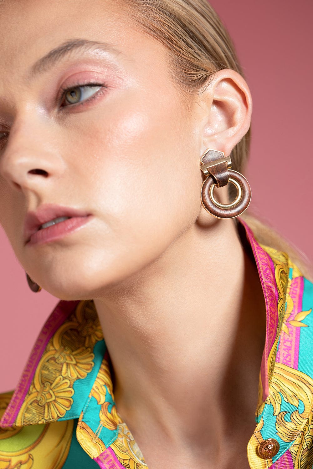 DAVID WEBB-Rosewood Doorknocker Earrings-YELLOW GOLD