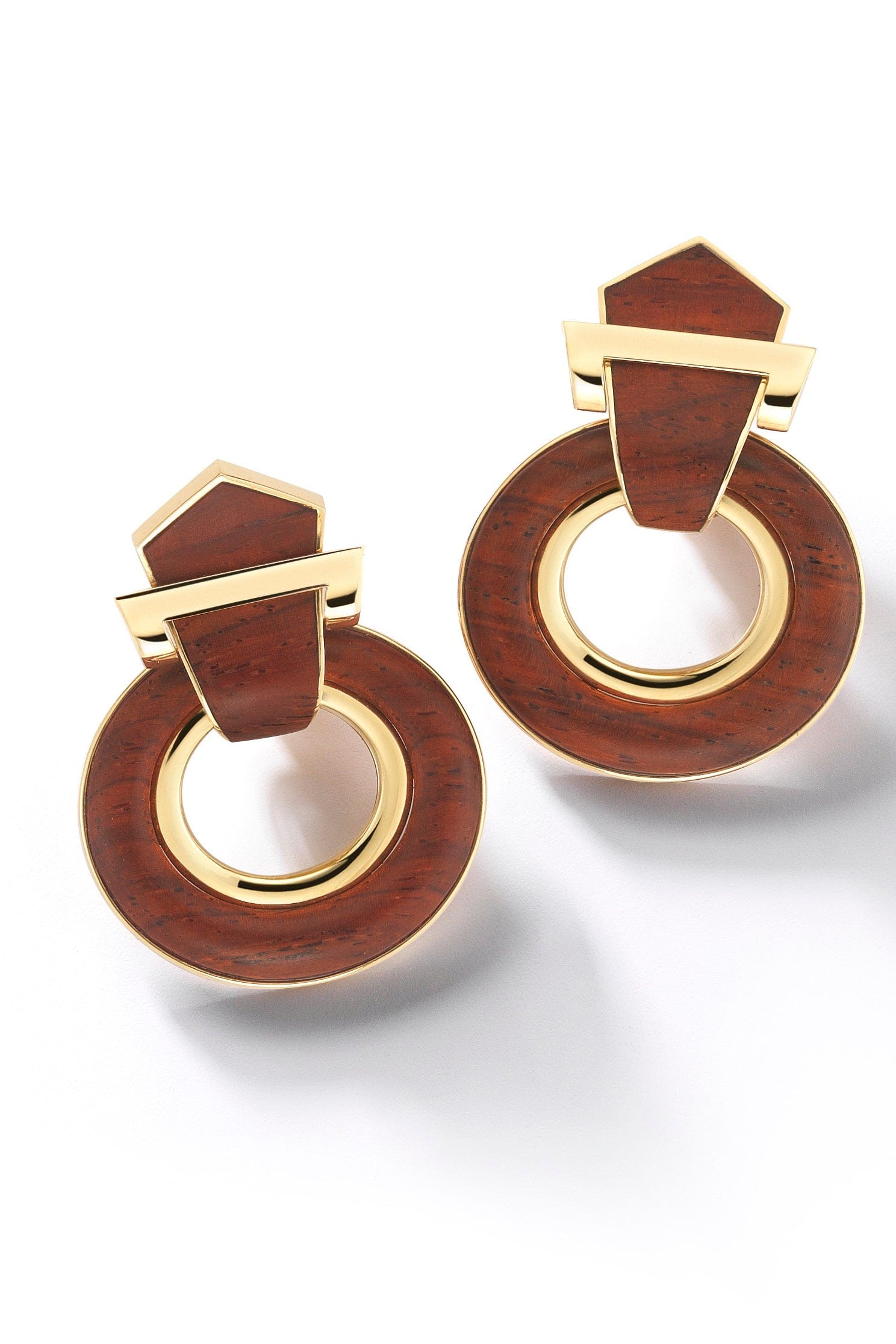 DAVID WEBB-Rosewood Doorknocker Earrings-YELLOW GOLD