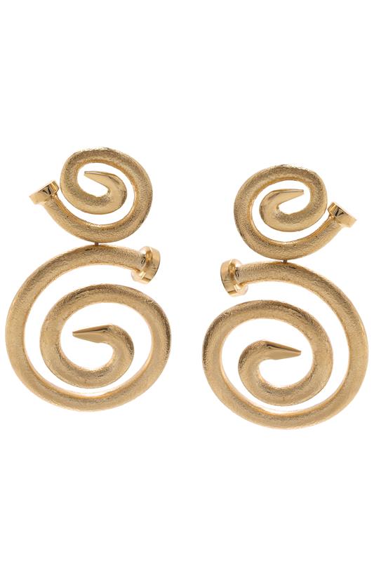 DAVID WEBB-Spiral Nail Earrings-YELLOW GOLD