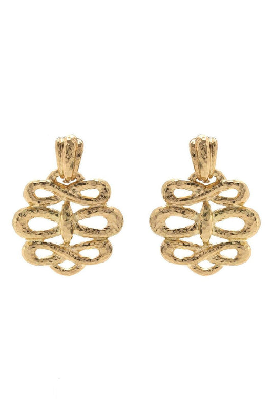 Triple Infinity Hammered Earrings-YELLOW GOLD-JEWELRYFINE JEWELEARRING-DAVID WEBB