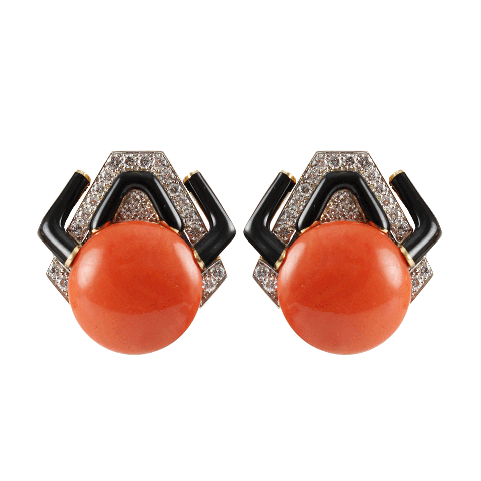 DAVID WEBB-Coral Clip Earrings-YLW GOLD