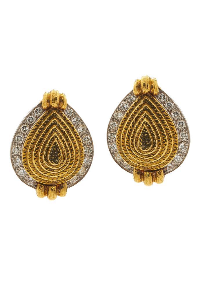 Diamond Concentric Pear Earrings-YLWOLD-JEWELRYFINE JEWELEARRING-DAVID WEBB