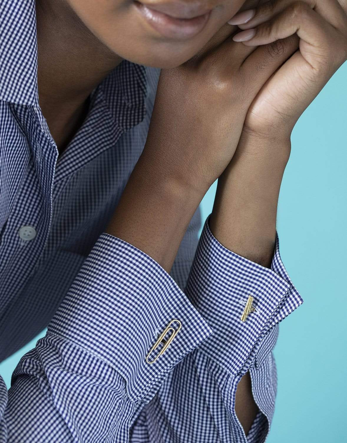 DAVID WEBB-Paper Clip Cuff Links-YELLOW GOLD