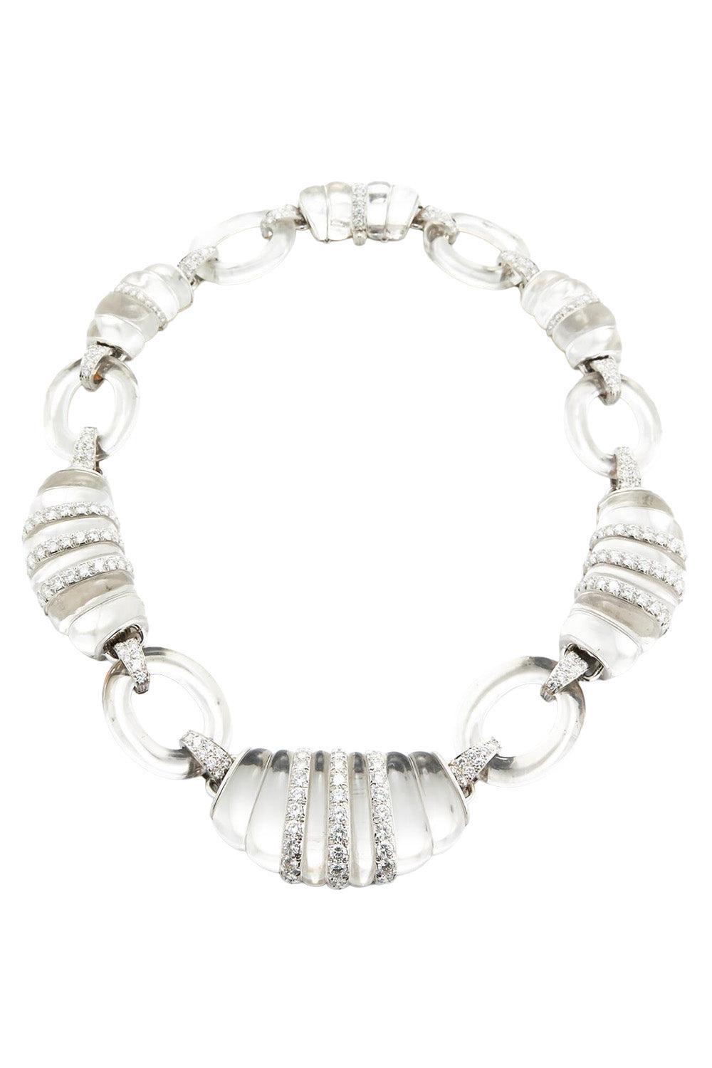Diamond Dinner Roll Rock Crystal Necklace-WHITE GOLD-JEWELRYFINE JEWELNECKLACE O-DAVID WEBB